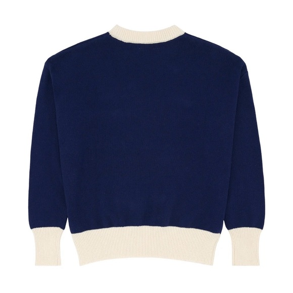 Minnow women’s navy and cream trim knit sweater - Picture 5 of 5